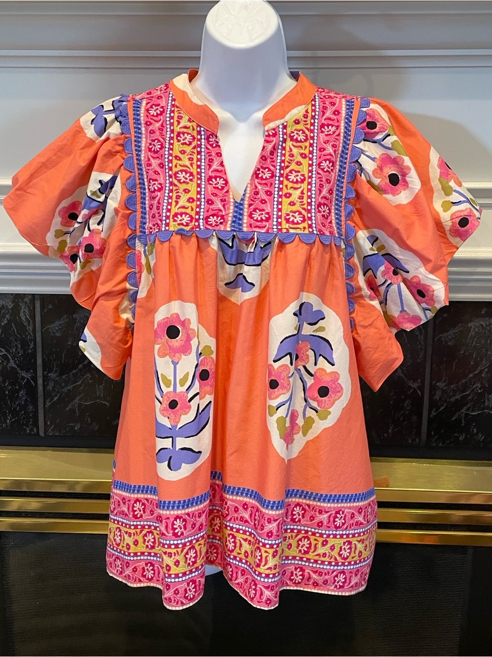 Umgee Floral Smock Style Top